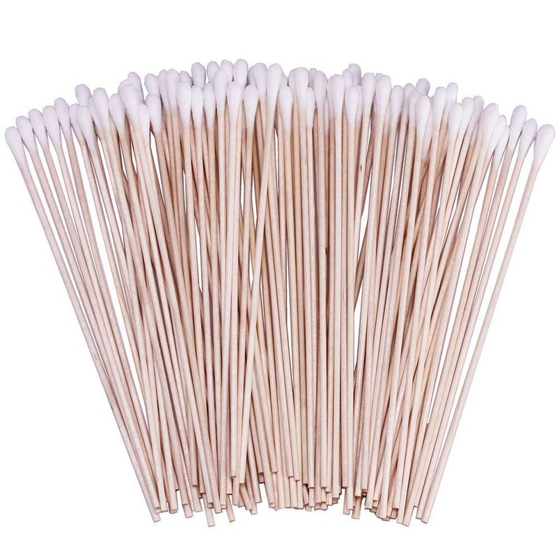 BTYMS 400 Count 6 Inch Long Cotton Swabs with Wooden Handles Cotton Tipped Applicator for Cleaning - Image 1